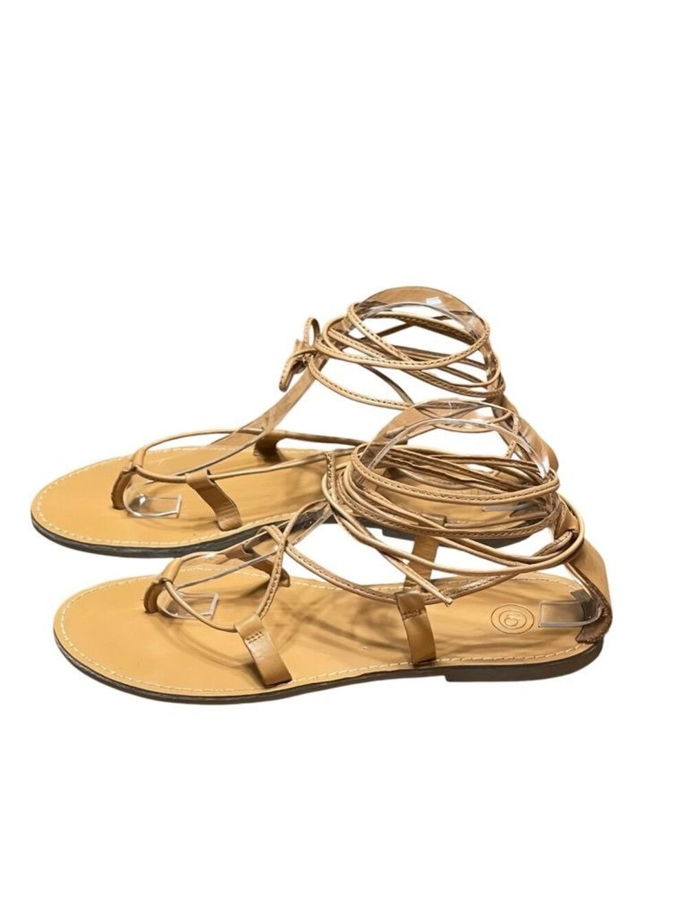 Tan Gladiator Lace-Up Sandals Uo Outfitters Size 8 Flat Sole